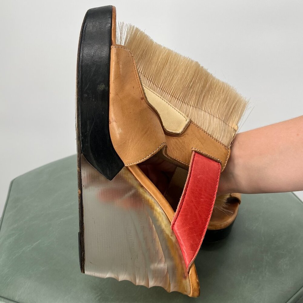 LD Tuttle/Vigenes Wedge with Cream Tan and Red Leather